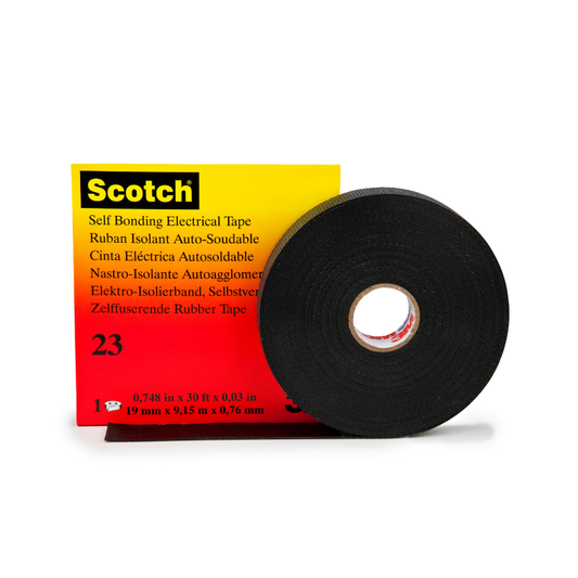 Cinta Aislante de Hule Autofusionable 3M™ Scotch® 23, 19 mm x 9,15 m, Negra